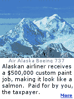 To promote tourism in 2005, Air Alaska received a $500,000 federal grant to paint one of their 737's to look like a king salmon.