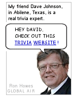 Dave Johnson and I used to play a trivia game called ''The Bar Exam'' at THE OLD BROADWAY, a bar in Fargo, North Dakota.  Dave knew a lot of worthless information.