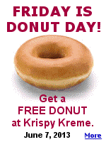 Get a FREE DONUT today at any Krispy Kreme. 