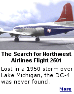 On June 24, 1950, Northwest Flight 2501 disappeared over Lake Michigan and was never found. The US coast guard found the aircraft log book floating in the water, and fragments and body parts were found in the area, but they could not find the aircraft wreckage. 