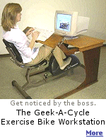 You'll get noticed by the boss, for sure, if you use this computer workstation. Click to see more goofy inventions.