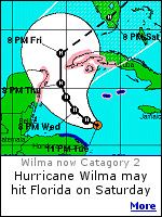 Hurricane Wilma may become Catagory 4 and hit Florida on Saturday.  Click here for more.