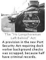 From 2006: Congress deleted a proposed ban in the new Port Security Act on hiring dockworkers convicted of murder, conspiracy, and other felonies, because half of the workers presently employed are guilty of those things.