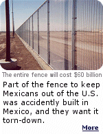 ''Great Wall of China!''  Now we learn that part of the fence built to keep Mexicans from crossing illegally into the U.S. was built about 6 feet into Mexico.  Click to learn more.