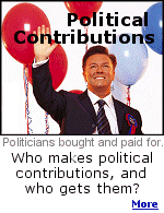 Who makes political contributions, and who gets them?  In case you've been living under a rock, your favorite politician is bought and paid for.  Click here for more.