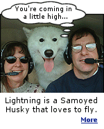 Lightning is a Samoyed Husky that loves to fly.