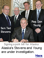 Rep. Don Young and Sen. Ted Stevens are under investigation in a continuing criminal probe of alleged political favors for an Alaskan company.