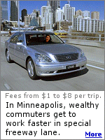 Rather than let all drivers have access to under-used car pool lane, built with everyone's taxes,  the State of Minnesota is selling passes to those who can afford it.